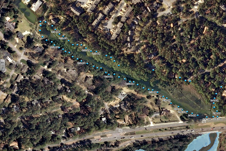 Flood forecast for Pleasure House Creek, Virginia Beach before model correction. © D. Loftis/VIMS.