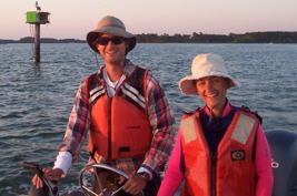 Matt Whalen and fellow grad student Rachael Blake conduct research on Hungars Creek.