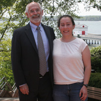 Julia Moriarty (right) with VIMS Dean and Director Dr. John Wells (left).