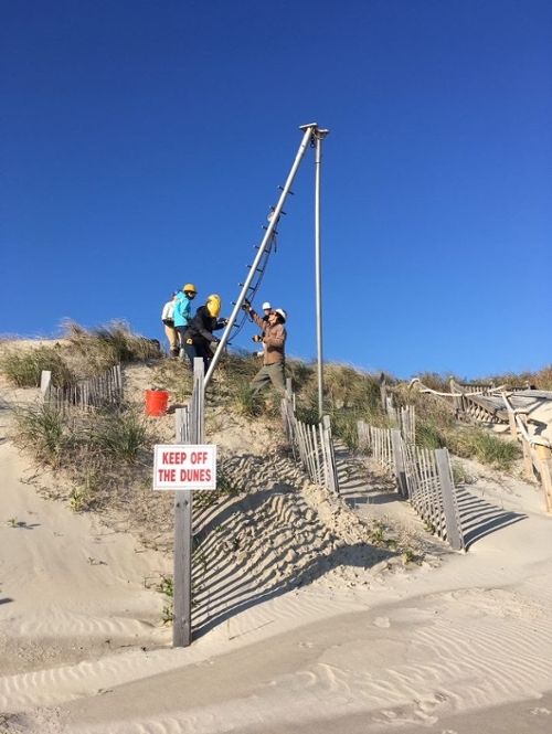 Coastal Geology Lab out vibracoring the dunes of the northern Outer Banks of North Carolina.